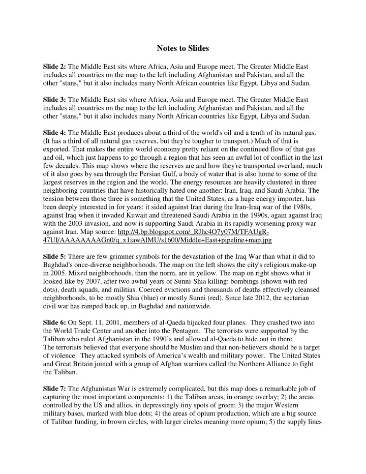 notes to slides