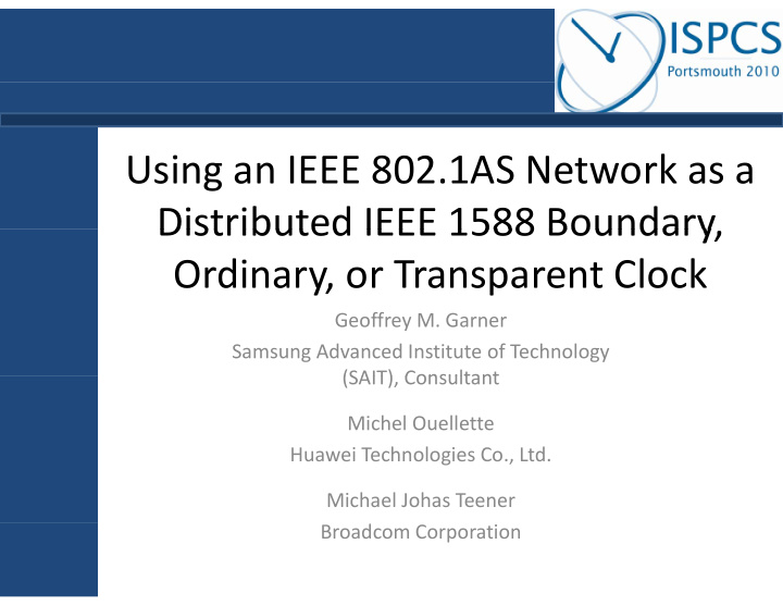using an ieee 802 1as network as a i 802 s k distributed