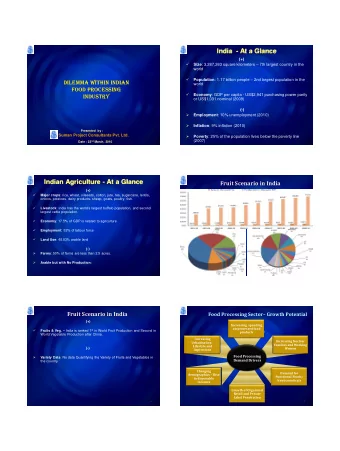 India  - At a Glance  (+)   Size : 3,287,263 square kilometers  7th largest country in the