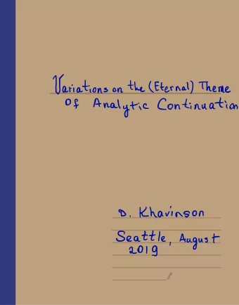 Analytic  Of  Khavinson  D  .  Seattle  August  ,  2019  I  -  -  &quot;  Between  real  two  the
