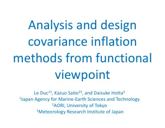 Analysis and design  covariance inflation  methods from functional  viewpoint Le Duc 13 , Kazuo