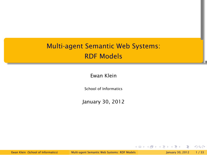 multi agent semantic web systems rdf models