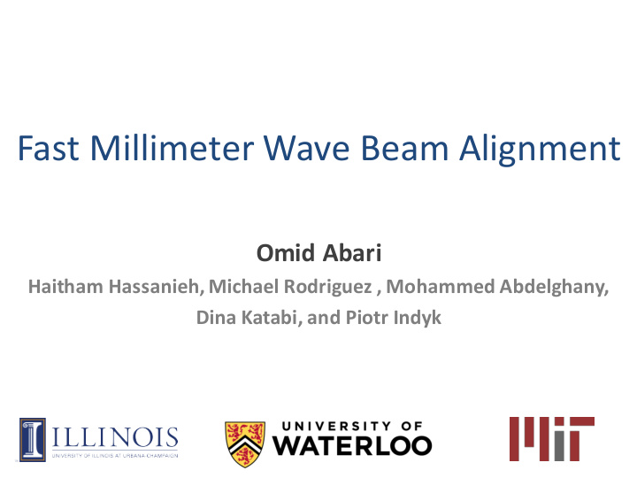 fast millimeter wave beam alignment