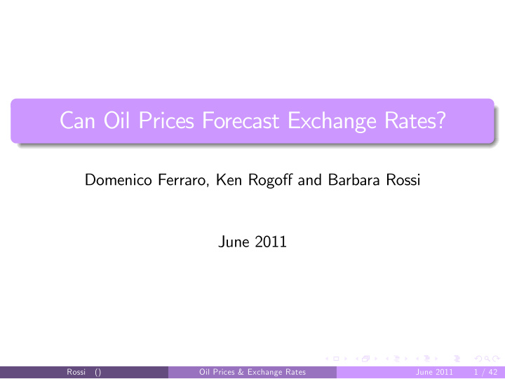 can oil prices forecast exchange rates
