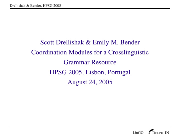 scott drellishak emily m bender coordination modules for