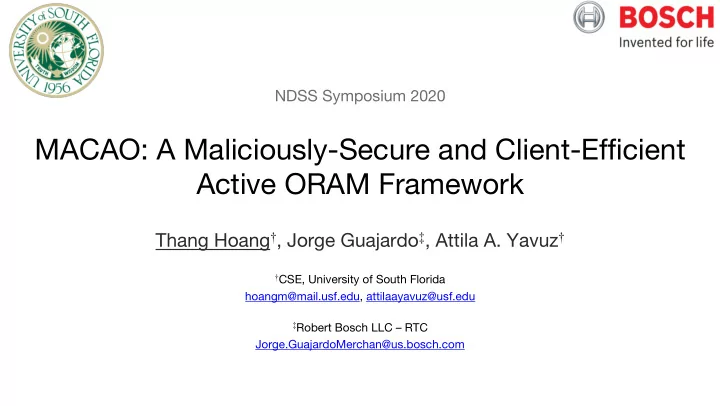 macao a maliciously secure and client efficient active