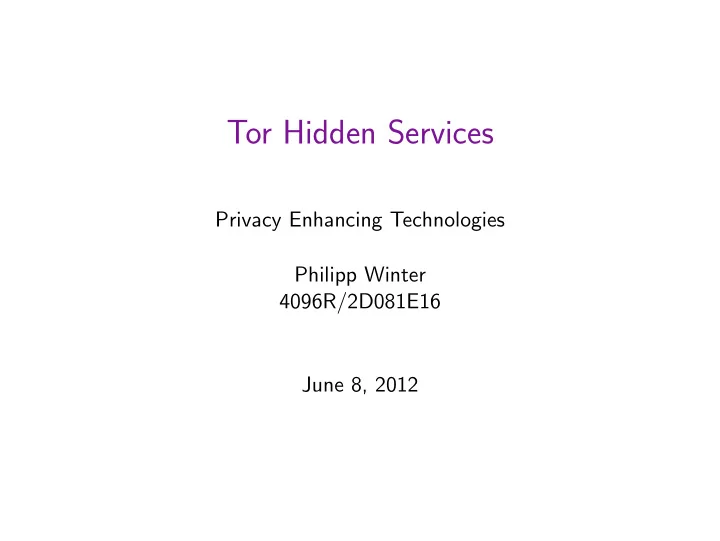 tor hidden services