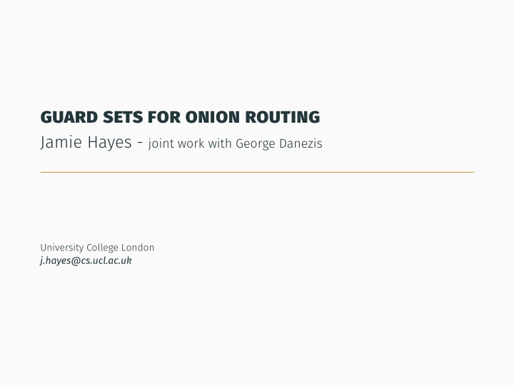 guard sets for onion routing