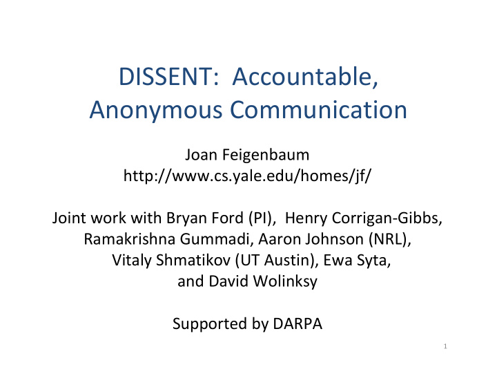 dissent accountable anonymous communication