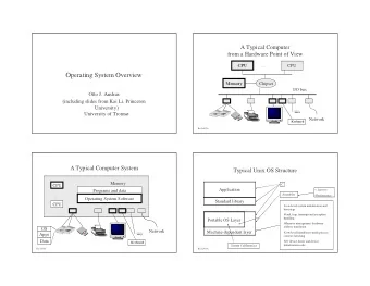 Operating System Overview  Memory  Chipset  I/O bus  Otto J. Anshus  (including slides from Kai Li,