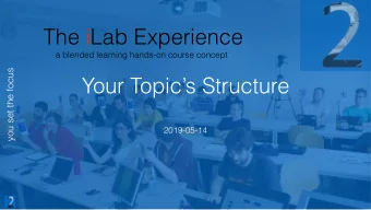 The iLab Experience  a blended learning hands-on course concept  you set the focus  Your Topics