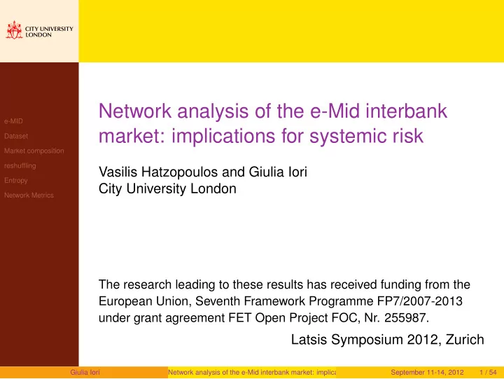 network analysis of the e mid interbank