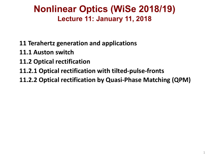 nonlinear optics wise 2018 19