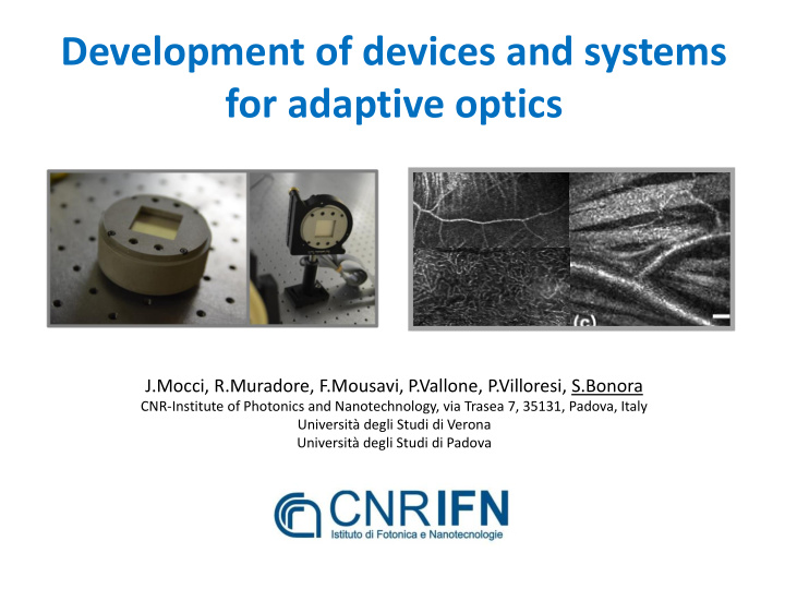 development of devices and systems for adaptive optics