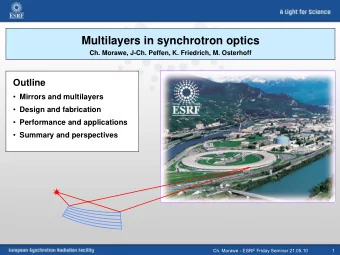 Multilayers in synchrotron optics  Ch. Morawe, J-Ch. Peffen, K. Friedrich, M. Osterhoff  Outline