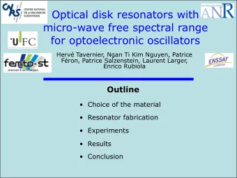 Optical disk resonators with  micro-wave free spectral range  for optoelectronic oscillators