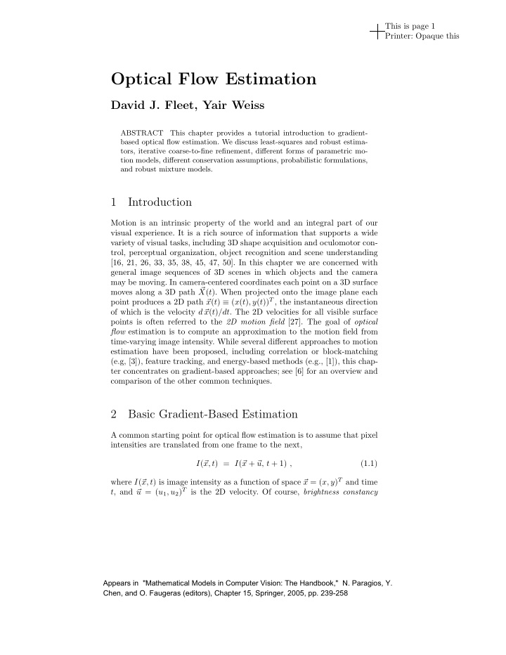 optical flow estimation
