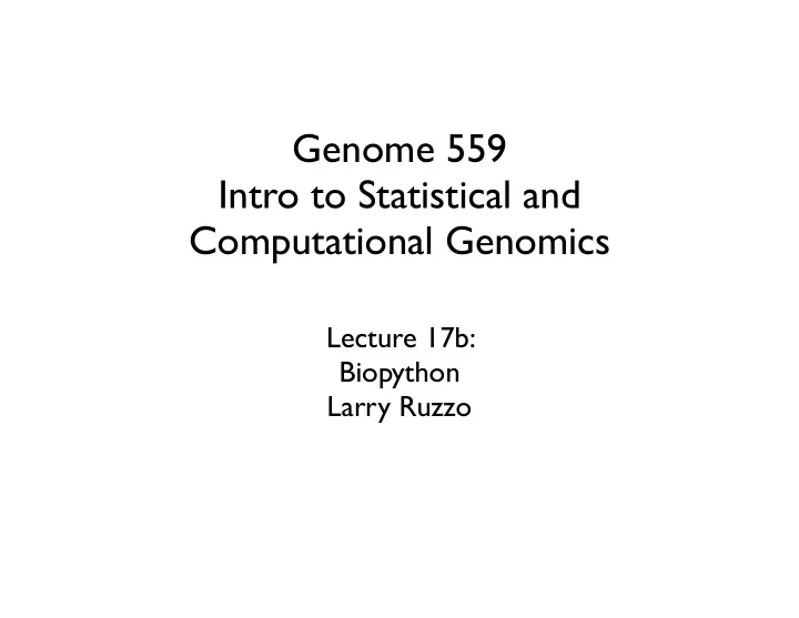 genome 559 intro to statistical and computational genomics