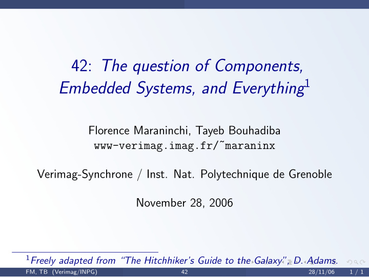 42 the question of components