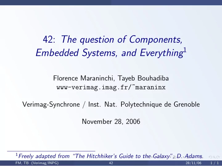 42 the question of components