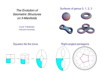 The Evolution of  Geometric Structures  on 3-Manifolds  Curtis T McMullen  Harvard University