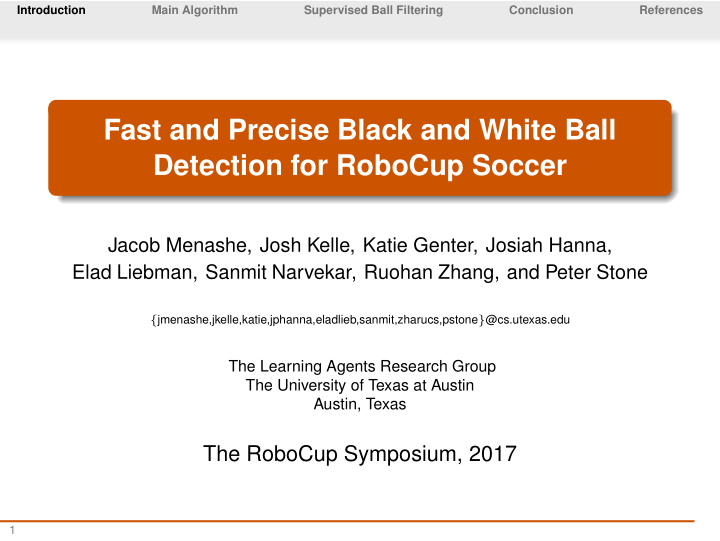 fast and precise black and white ball detection for