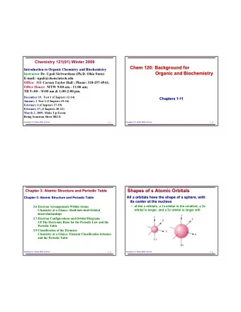 Chem 120: Background for  120: Background for  Chem  Introduction to Organic Chemistry and