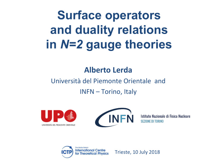 surface operators and duality relations in n 2 gauge