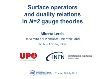Surface operators  and duality relations in N=2 gauge theories  Alberto Lerda  Universit del
