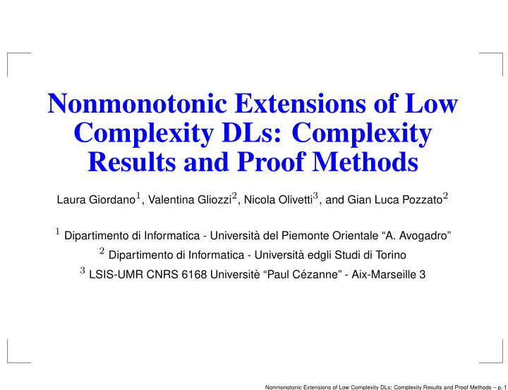 nonmonotonic extensions of low complexity dls complexity