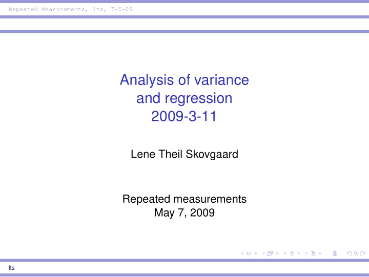 analysis of variance and regression 2009 3 11