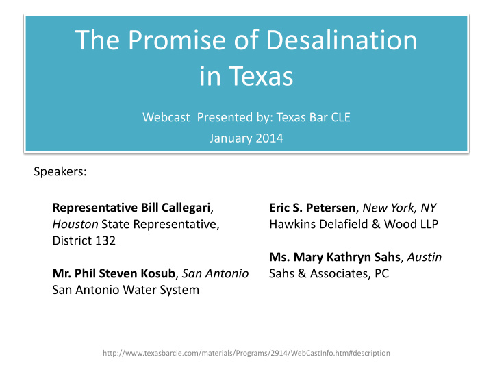 the promise of desalination in texas