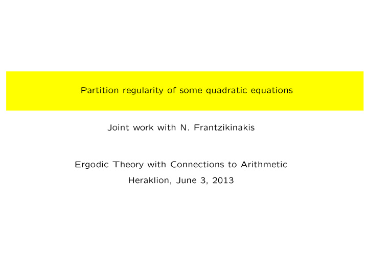 partition regularity of some quadratic equations joint
