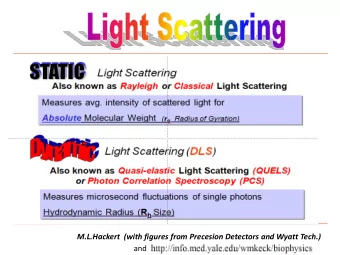 M.L.Hackert  (with figures from Precesion Detectors and Wyatt Tech.)  and Define  Raleigh Ratio