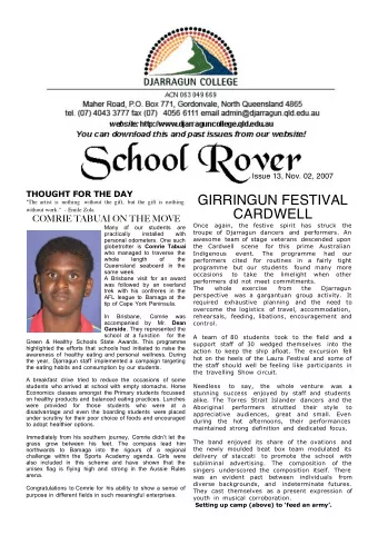 GIRRINGUN FESTIVAL  &quot;The artist is nothing without the gift, but the gift is nothing  without