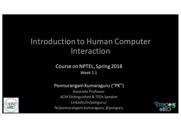 introduction to human computer interaction