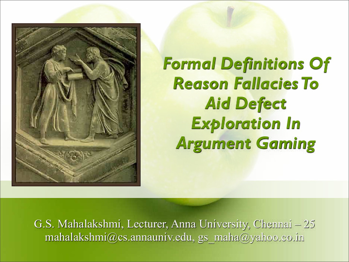 formal definitions of reason fallacies to aid defect