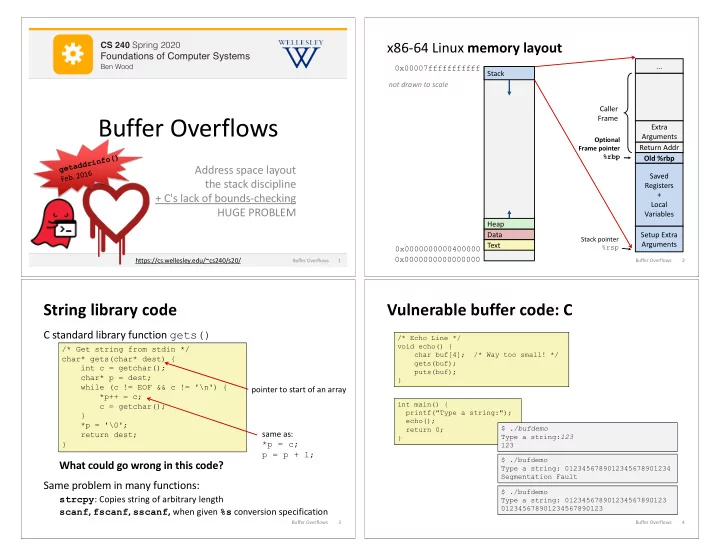 cs 251 fall 2019 x86 64 linux memory layout cs 240 spring