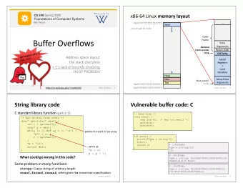 CS 251 Fall 2019 x86-64 Linux memory layout CS 240 Spring 2020  Principles of Programming