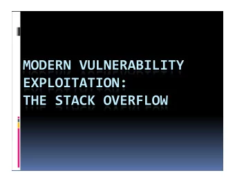 History  of  the  Stack    Overflow    Buffer  Overflow    Understood