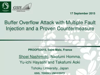 Injection and a Proven Countermeasure  PROOFS2015, Saint Malo, France  Shoei Nashimoto, Naofumi