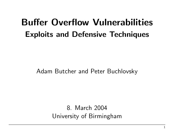 buffer overflow vulnerabilities