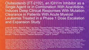 Olutasidenib (FT-2102), an IDH1m Inhibitor as a  Single Agent or in Combination With Azacitidine,