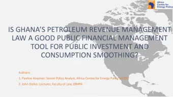 IS GHANAS PETROLEUM REVENUE MANAGEMENT  LAW A GOOD PUBLIC FINANCIAL MANAGEMENT  TOOL FOR PUBLIC