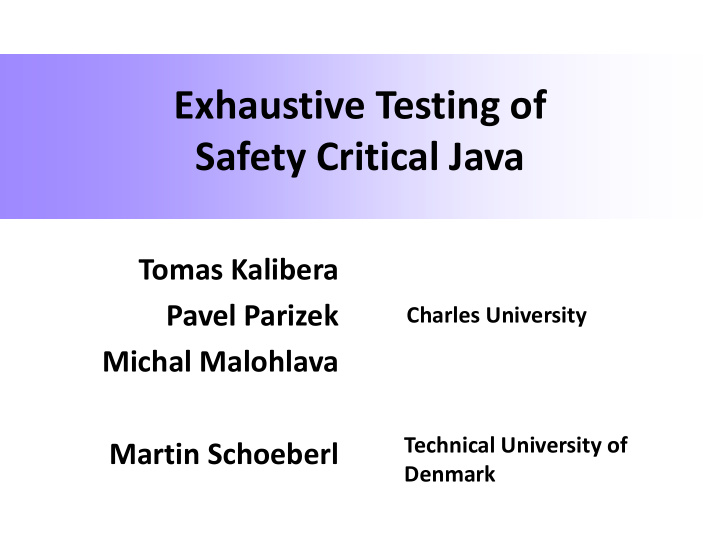 exhaustive testing of safety critical java