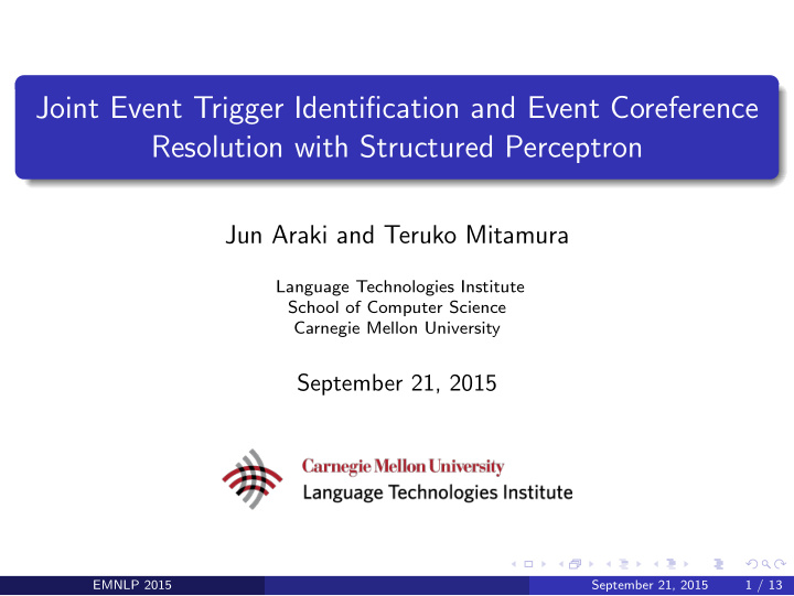 joint event trigger identification and event coreference