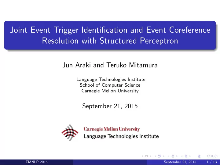 joint event trigger identification and event coreference