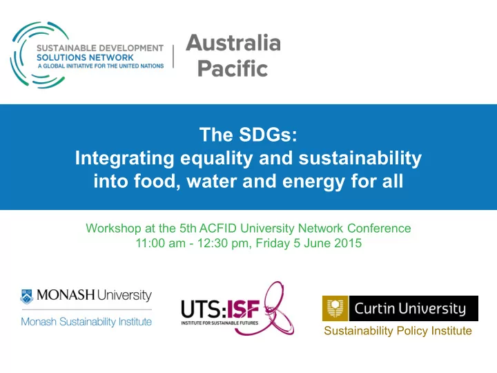 the sdgs integrating equality and sustainability into