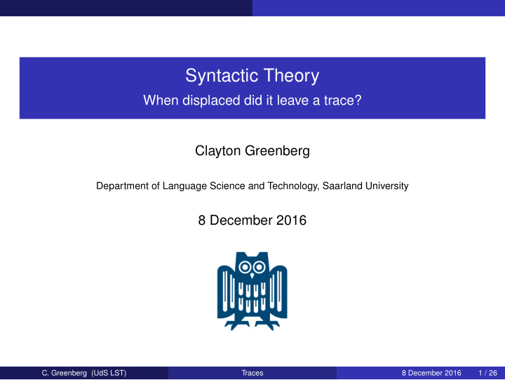 syntactic theory