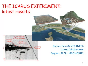 THE ICARUS EXPERIMENT:  latest results  Andrea Zani (UniPV-INFN)  Icarus Collaboration Cagliari,